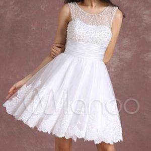 🌻 White pearl sheer top dress